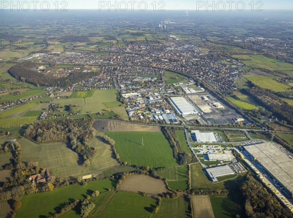 Aerial view, former Ikea Europal warehouse in the industrial estate Abriß, Euziel, Wahrbrink, Varnhövel, Werne, Ruhr area, North Rhine-Westphalia, Germany