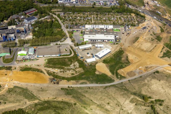 Aerial view, new mouth of the river Lippe near Wesel, Rhine, Rhine harbour, federal road connection B8 and B58, Wesel, Lower Rhine, Ruhr area, North Rhine-Westphalia, Germany