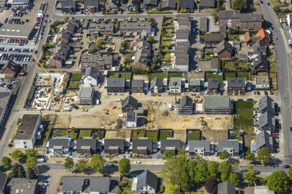 Aerial view, new housing estate Schepersfeld, former Telekom site, Fusternberg, Wesel, Ruhr area, Lower Rhine, North Rhine-Westphalia, Germany