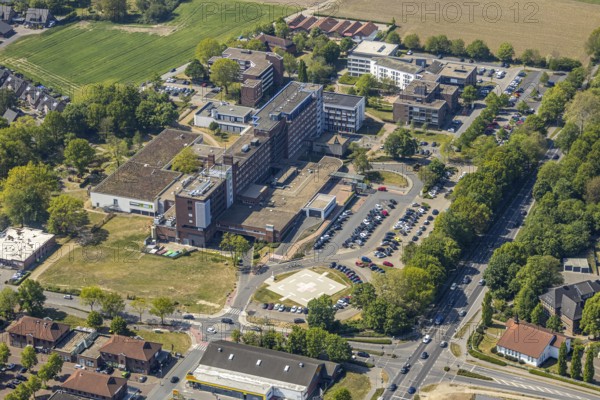 Aerial view, Wesel Protestant Hospital, EVK Clinic, Wesel, Ruhr area, Lower Rhine, North Rhine-Westphalia, Germany