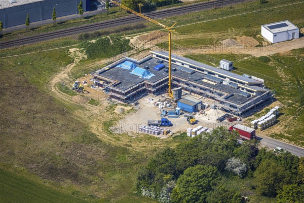 Aerial view, new day care centre Hessenweg, Hessenviertel, Feldmark, Lackhausen, Wesel, Ruhr area, Lower Rhine, North Rhine-Westphalia, Germany
