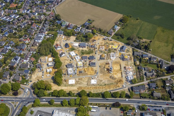 Aerial view, new residential building, Ida-Noddack-Straße development area, Hoher Weg, Lackhausen, Wesel, Ruhr area, Lower Rhine, North Rhine-Westphalia, Germany