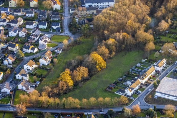 Aerial view, residential area, Bauerdicks Wiese, Waltringer Weg, Wickede, Sauerland, North Rhine-Westphalia, Germany