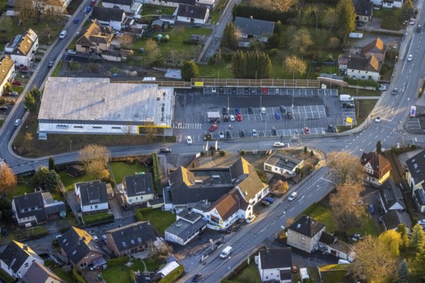 Aerial view, new Netto supermarket, Waltringer Weg, Wickede, Sauerland, North Rhine-Westphalia, Germany