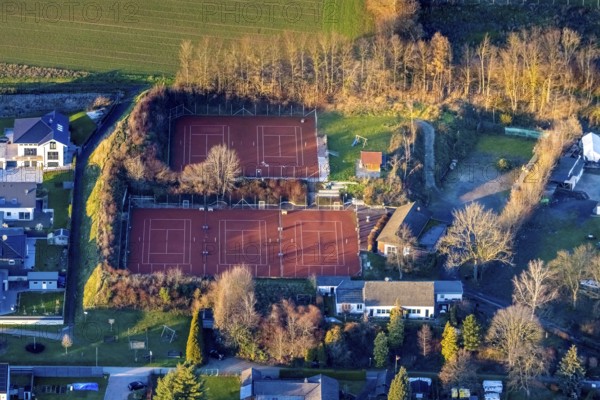 Aerial view, tennis courts, tennis centre TV Wickede 1890, Wickede, Sauerland, North Rhine-Westphalia, Germany
