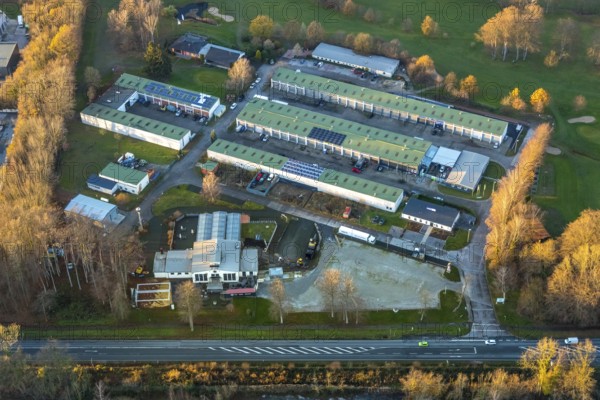 Aerial view, Westerhaar industrial estate, TÜV NORD test centre Wickede Werl, Werl, Sauerland, North Rhine-Westphalia, Germany