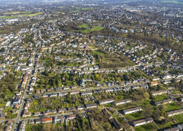 Aerial view, overview old town II, Mülheim an der Ruhr, Ruhr area, North Rhine-Westphalia, Germany, Mülheim, an, der, Ruhr, DE, Europe, birds-eyes, view, aerial photograph, aerial photography, aerial photography, overview, bird's-eye view, residential, flat, houses, residential buildings, housing estate, settlement