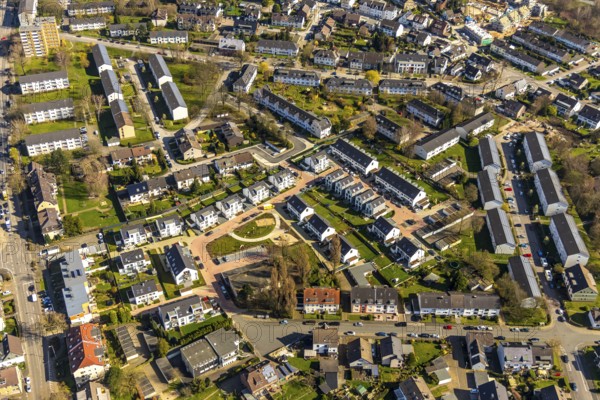 Aerial view, new build flats Mühlenfeld, Heißen, Mülheim an der Ruhr, Ruhr area, North Rhine-Westphalia, Germany, Mülheim, an, der, Ruhr, DE, Europe, birds-eyes, view, aerial photography, aerial photography, aerial photography, overview, overview, bird's eye view, living, flat, houses, residential buildings, housing estate, settlement