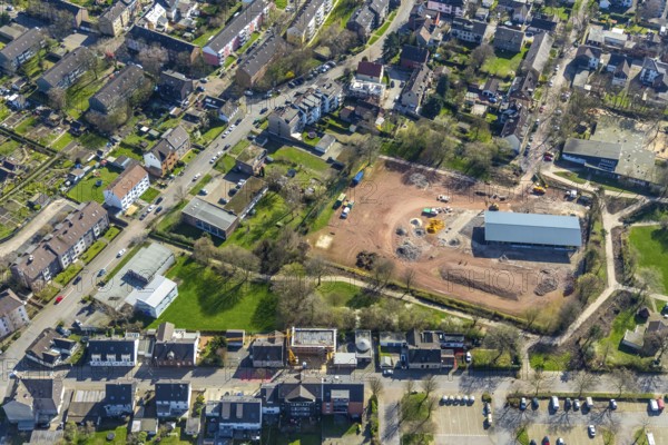 Aerial photo, open-air hall in Styrum sports park Styrum, Tengelmann-Arena, Styrum, Mülheim an der Ruhr, Ruhr area, North Rhine-Westphalia, Germany, Mülheim, an, der, Ruhr, DE, Europe, birds-eyes, view, aerial photo, aerial photography, aerial photography, overview, overview, bird's eye view, sports facility, fitness, sports, exercise, training