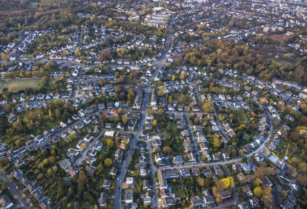 Aerial view, residential arch Bremer Straße, Saarn - West, Mülheim an der Ruhr, Ruhr area, North Rhine-Westphalia, Germany, DE, Europe, property tax, real estate, aerial view, aerial photography, aerial photography, overview, bird's-eye view, residential complex, living and living, residential area, residential buildings, residential quality, residential neighbourhood, housing estate, birds-eyes view, overview