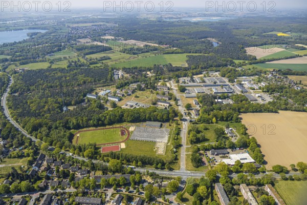 Aerial view, Schill barracks, Wesel, Ruhr area, Lower Rhine, North Rhine-Westphalia, Germany