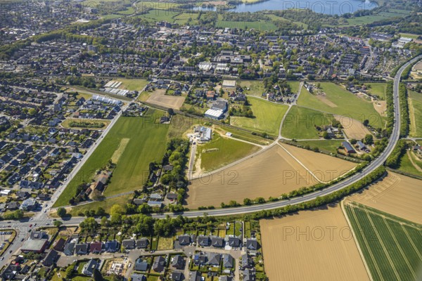 Aerial view, new day-care centre Hessenweg, Hessenviertel, Feldmark, Emmericher Straße, Lackhausen, Wesel, Ruhr area, Lower Rhine, North Rhine-Westphalia, Germany