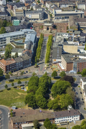 Aerial view, Berliner Tor Wesel, Berliner-Tor-Platz, greened Wilhelmstraße, Franz-Etzel-Platz, Fusternberg, Wesel, Ruhr area, Lower Rhine, North Rhine-Westphalia, Germany