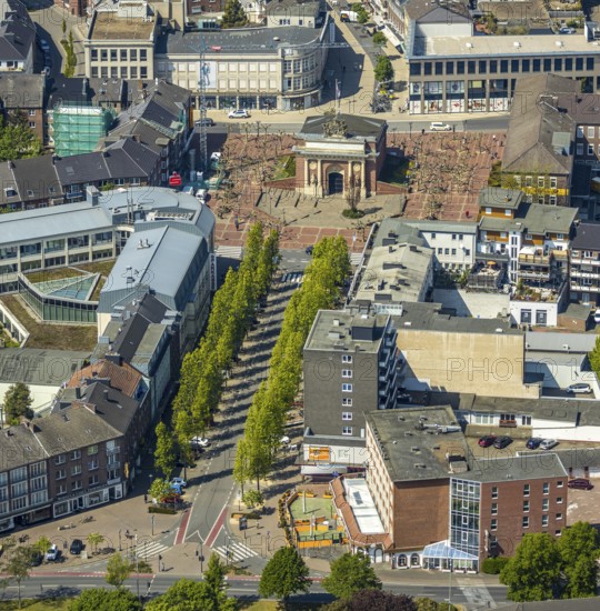 Aerial view, Berliner Tor Wesel, Berliner-Tor-Platz, green Wilhelmstraße, Fusternberg, Wesel, Ruhr area, Lower Rhine, North Rhine-Westphalia, Germany