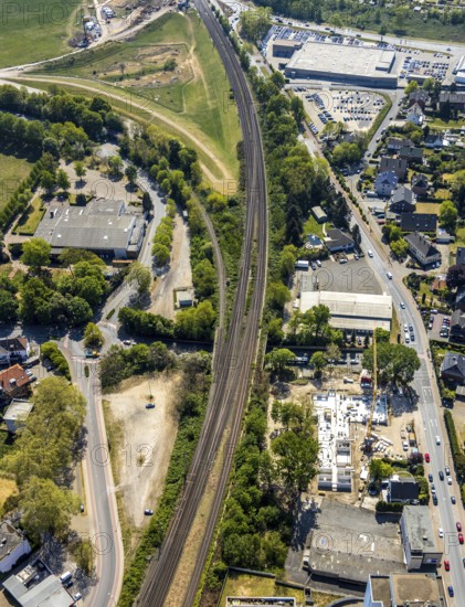 Aerial view, building site, wasteland Flemmingstraße, Dinslakener Landstraße, Fusternberg, Wesel, Ruhr area, Lower Rhine, North Rhine-Westphalia, Germany