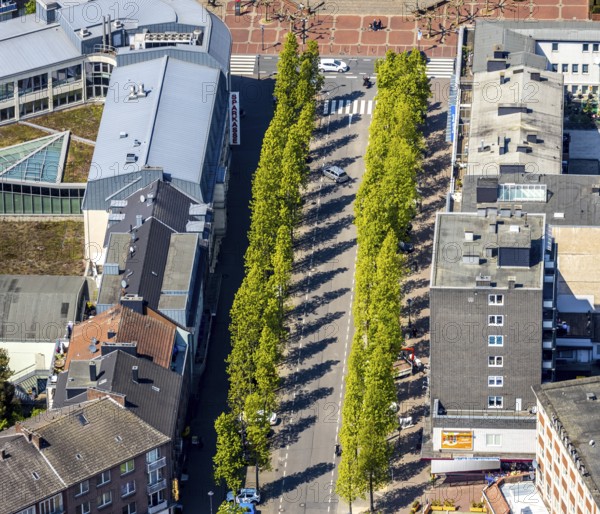 Aerial view, way to Berliner Tor Wesel, Berliner-Tor-Platz, greened Wilhelmstraße, Fusternberg, Wesel, Ruhr area, Lower Rhine, North Rhine-Westphalia, Germany