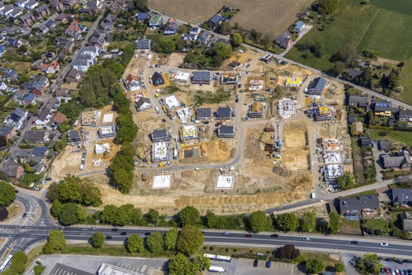 Aerial view, new residential building, Ida-Noddack-Straße development area, Hoher Weg, Lackhausen, Wesel, Ruhr area, Lower Rhine, North Rhine-Westphalia, Germany