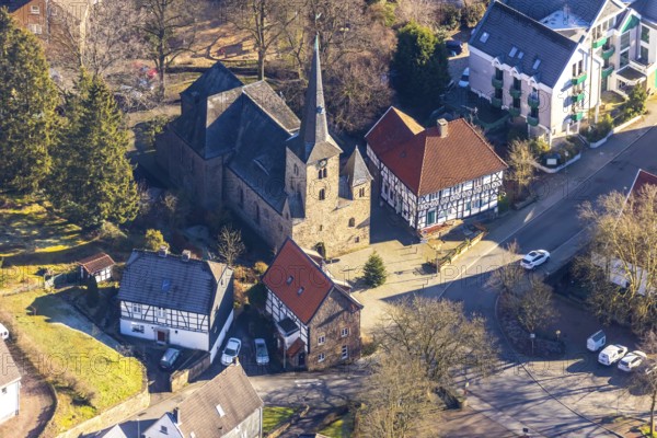 Aerial view, Protestant Church Wengern, Wengern, Wetter, Ruhr area, North Rhine-Westphalia, Germany