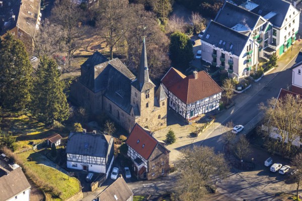 Aerial view, Protestant Church Wengern, Wengern, Wetter, Ruhr area, North Rhine-Westphalia, Germany