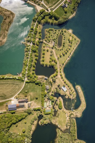 Aerial photograph, Wat Ley nature reserve, Vahnum district, Wesel, Ruhr area, Lower Rhine, North Rhine-Westphalia, Germany