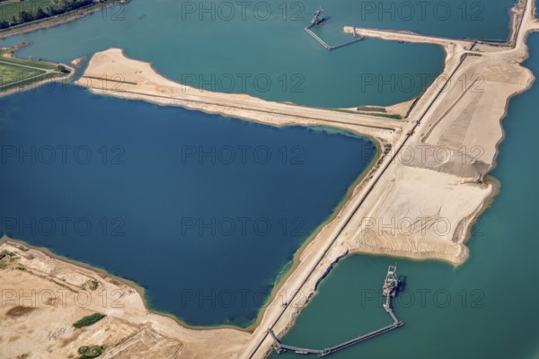 Aerial photograph, Diersfordter forest lake, gravel extraction, Wesel, Ruhr area, Lower Rhine, North Rhine-Westphalia, Germany