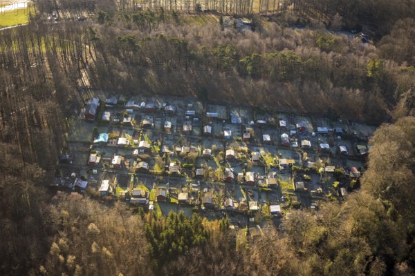 Aerial view, allotment garden association Ostland, Harkortberg, Alt-Wetter, Wetter, Ruhr area, North Rhine-Westphalia, Germany