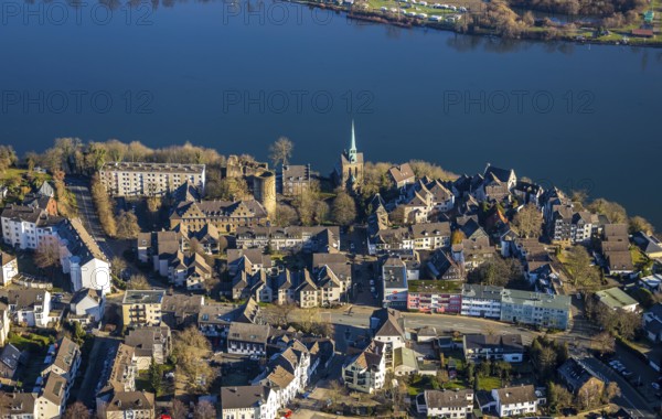 Aerial view, Wetter Castle, Wetter-Freiheit Protestant Church, Harkortsee, Alt-Wetter, Wetter, Ruhr area, North Rhine-Westphalia, Germany