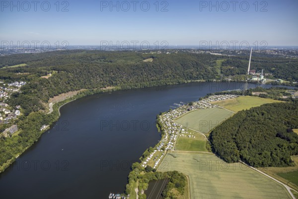 Aerial view, Harkortsee, Ruhr, Cuno power station, Vorhalle, Hagen, Ruhr area, North Rhine-Westphalia, Germany