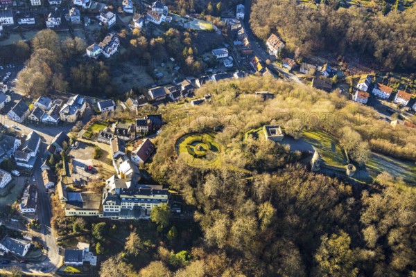Aerial view, castle ruins of Volmarstein Castle, Volmarstein Castle Hotel, Volmarstein, Wetter, Ruhr area, North Rhine-Westphalia, Germany