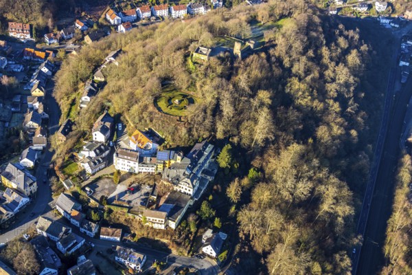 Aerial view, castle ruins of Volmarstein Castle, Volmarstein Castle Hotel, Volmarstein, Wetter, Ruhr area, North Rhine-Westphalia, Germany