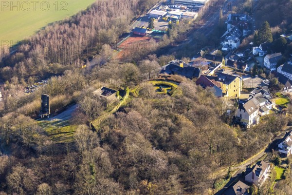 Aerial view, castle ruins of Volmarstein Castle, Volmarstein, Wetter, Ruhr area, North Rhine-Westphalia, Germany