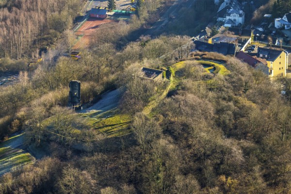Aerial view, castle ruins of Volmarstein Castle, Volmarstein, Wetter, Ruhr area, North Rhine-Westphalia, Germany