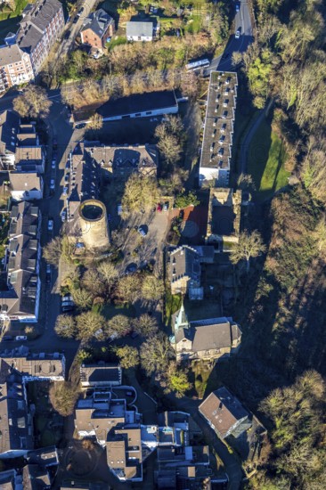 Aerial view, Wetter Castle, Wetter-Freiheit Protestant Church, Alt-Wetter, Wetter, Ruhr area, North Rhine-Westphalia, Germany