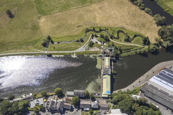Aerial view, Obergraben, Karftwerk Harkort, hydroelectric power station, Alt-Wetter, Wetter, Ruhr area, North Rhine-Westphalia, Germany