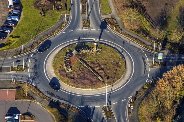 Aerial view, Vogelsanger Straße roundabout, An der Kohlenbahn, Grundschöttel, Wetter, Ruhr area, North Rhine-Westphalia, Germany