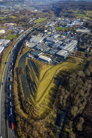 Aerial view, industrial estate Vogelsanger Straße, Grundschöttel, Wetter, Ruhr area, North Rhine-Westphalia, Germany