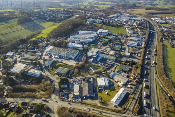 Aerial view, industrial estate Am Nielande, Altenhofer Weg, Grundschöttel, Wetter, Ruhr area, North Rhine-Westphalia, Germany
