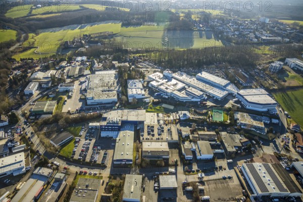 Aerial view, industrial estate Am Nielande, Altenhofer Weg, Grundschöttel, Wetter, Ruhr area, North Rhine-Westphalia, Germany