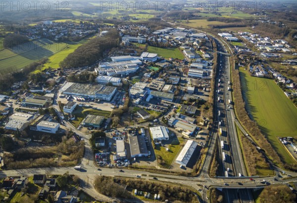 Aerial view, industrial estate Am Nielande, Altenhofer Weg, Grundschöttel, Wetter, Ruhr area, North Rhine-Westphalia, Germany