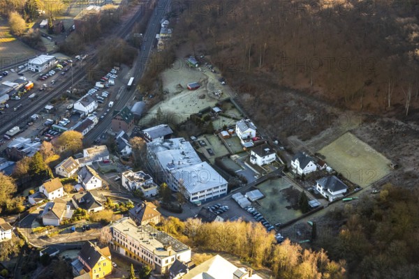 Aerial view, company premises Abus August Bremicker Söhne KG, Hegestraße, Volmarstein, Wetter, Ruhr area, North Rhine-Westphalia, Germany