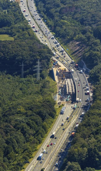 Aerial view, construction site motorway A1 viaduct, replacement construction of the viaduct, Vorhalle, Vorhalle, Hagen, Ruhr area, North Rhine-Westphalia, Germany