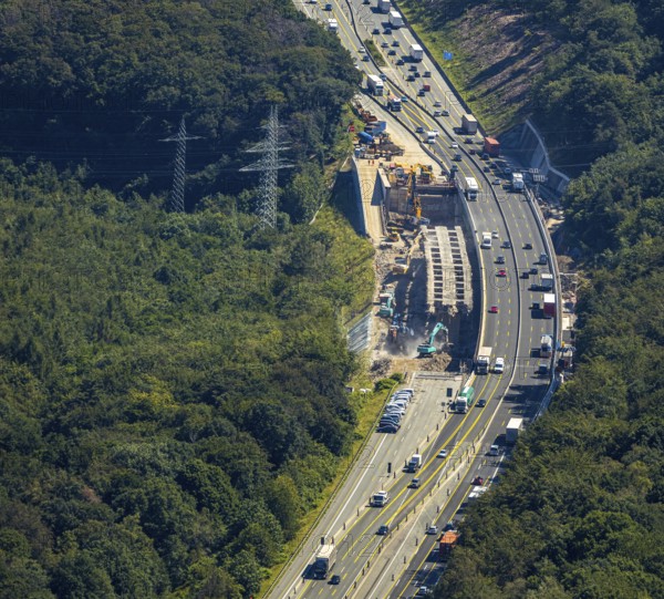 Aerial view, construction site motorway A1 viaduct, replacement construction of the viaduct, Vorhalle, Vorhalle, Hagen, Ruhr area, North Rhine-Westphalia, Germany