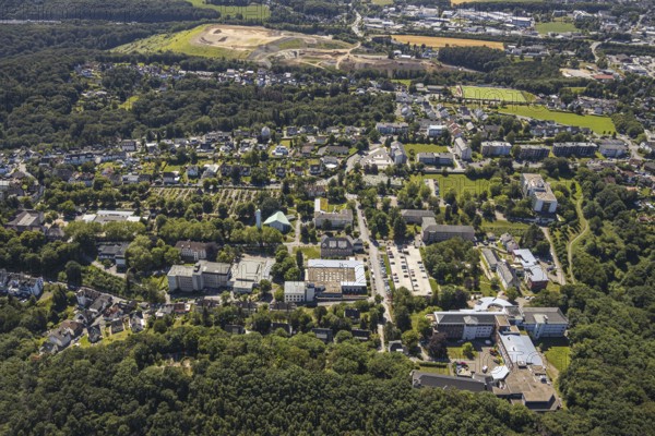Aerial view, overview Volmarstein, Oberlin School, Protestant St Martin's Church, Volmarstein, cemetery, Wetter, Ruhr area, North Rhine-Westphalia, Germany