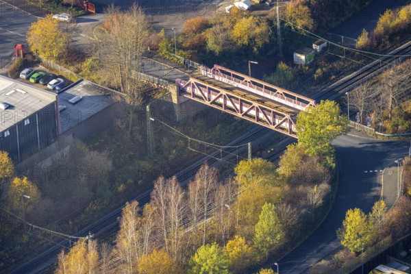 Aerial view, renovated bridge over railway line, Auf der Bleiche, Wengern, Wetter, Ruhr area, North Rhine-Westphalia, Germany