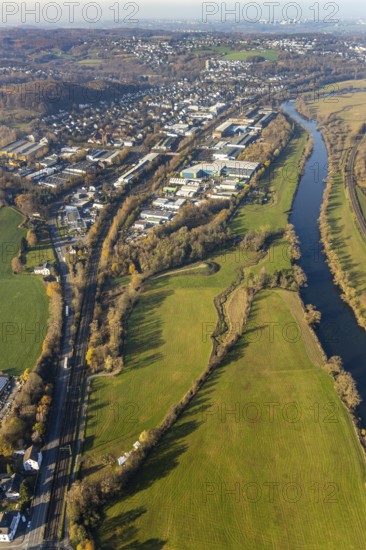 Aerial view, overview Wengern, industrial estate, Ruhraue, Ruhr, Wengern, Wetter, Ruhr area, North Rhine-Westphalia, Germany