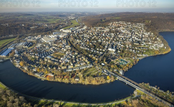 Aerial view, overview Wetter, Harkortsee, Ruhr, Ruhr Valley, Obergraben, Wetter, Ruhr area, North Rhine-Westphalia, Germany