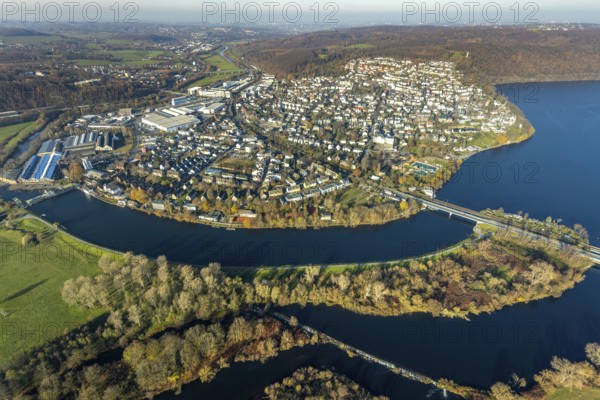Aerial view, overview Wetter, Harkortsee, Ruhr, Ruhr Valley, Obergraben, Wetter, Ruhr area, North Rhine-Westphalia, Germany