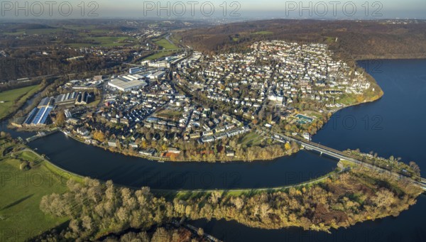 Aerial view, overview Wetter, Harkortsee, Ruhr, Ruhr Valley, Obergraben, Wetter, Ruhr area, North Rhine-Westphalia, Germany