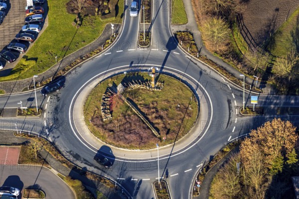 Aerial view, Vogelsanger Straße roundabout, An der Kohlenbahn, Grundschöttel, Wetter, Ruhr area, North Rhine-Westphalia, Germany