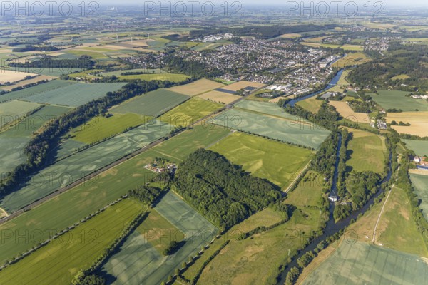 Aerial photograph, Warmen Obergraben run-of-river power station, Ruhr river, Wickede (Ruhr), North Rhine-Westphalia, Germany
